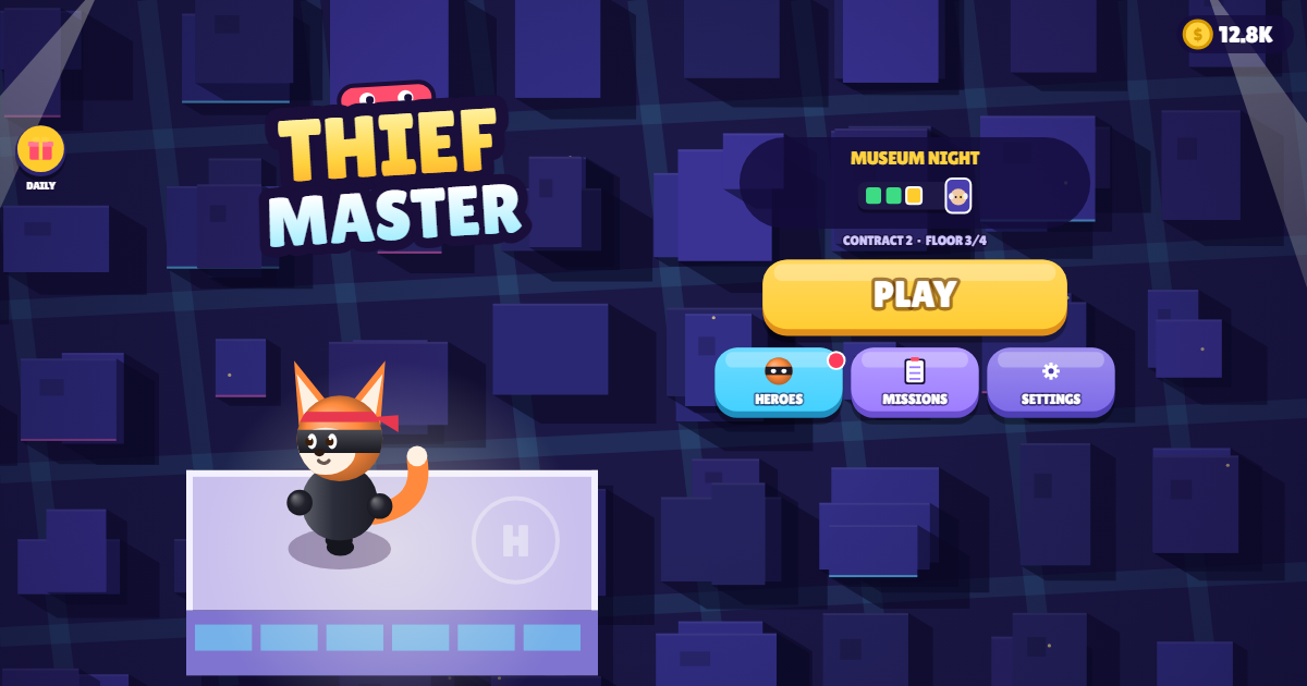Thief Master mini game character and game world